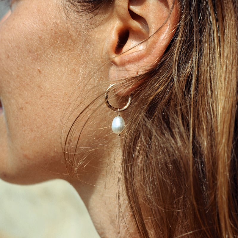 Boucles d'oreilles en gold-filled et perles de culture