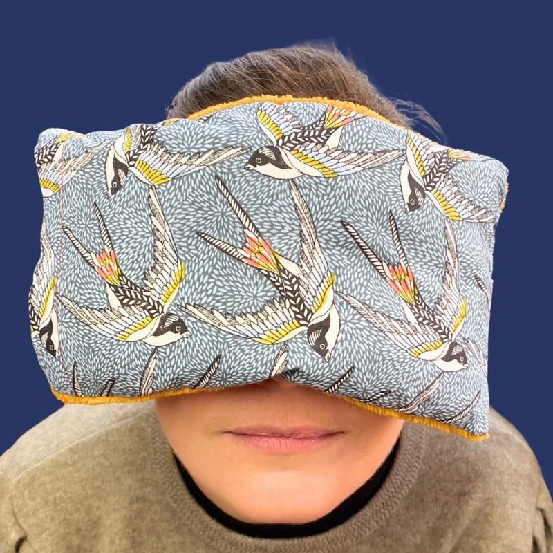 Bouillotte soin format nomade, graine de lin, pour le visage, la tête et yeux