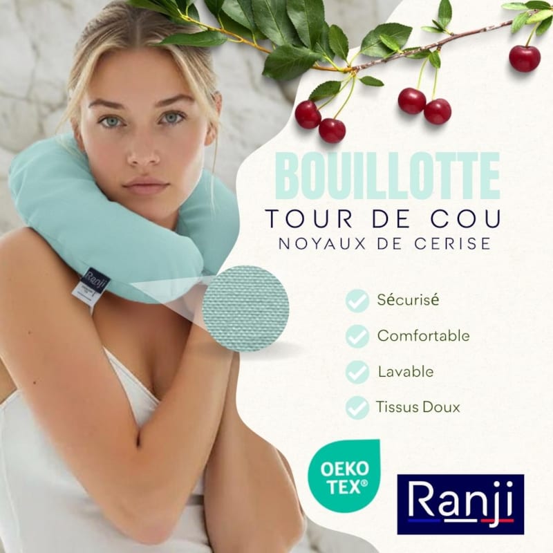 Tour de cou chauffant noyaux de cerise micro-onde - naturel, lavable (Ranji) - Image 1