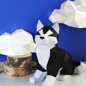 Kit créatif agent paper husky à construire 3d