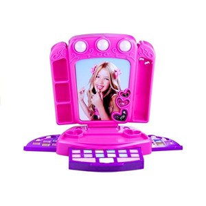 Coiffeuse kit cosmétique avec miroir et lumières rose