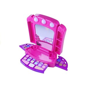 Coiffeuse kit cosmétique avec miroir et lumières rose