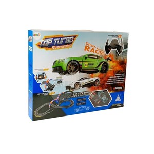 Piste de course 1 43 avec 2 voitures top turbo lumières longueur 7,6 mètres