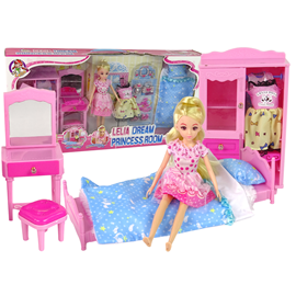 Ensemble de meubles pour poupée lit armoire coiffeuse tabouret