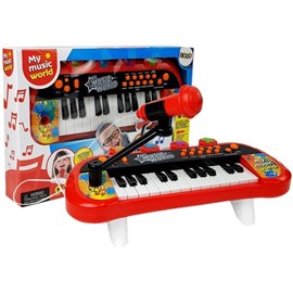 Piano clavier 24 touches usb microphone rouge pour enfants