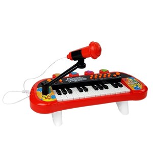 Piano clavier 24 touches usb microphone rouge pour enfants