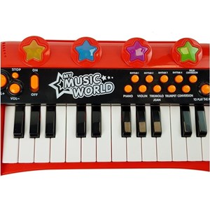 Piano clavier 24 touches usb microphone rouge pour enfants