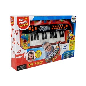 Piano clavier 24 touches usb microphone rouge pour enfants
