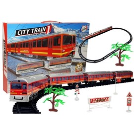 Train électrique avec voies alimentées par batterie ensemble 33 éléments