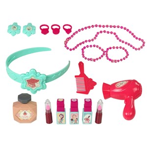 Coiffeuse coffret beauté avec miroir éclairage et son bijoux rose foncé