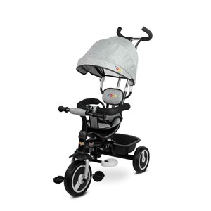 Tricycle à trois roues buzz gris avec poussette et pare soleil pliable