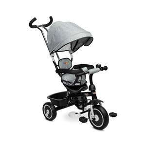 Tricycle à trois roues buzz gris avec poussette et pare soleil pliable