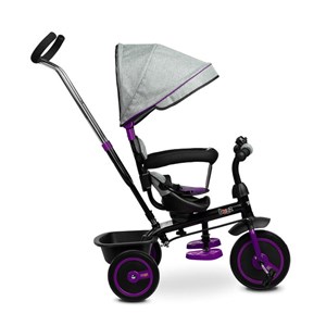 Tricycle poussette trois roues buzz violet avec pare soleil et grand panier