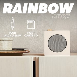 T'nb - enceinte bluetooth rainbow cube, son clair et équilibré 5 w - blanc