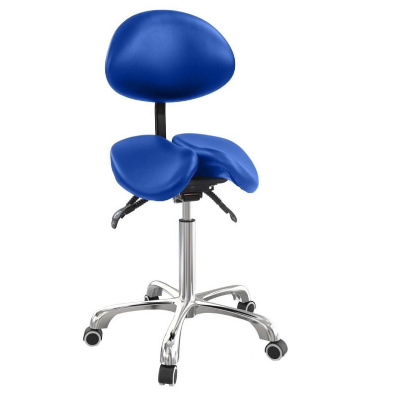 Tabouret 2 selles avec dossier bleu