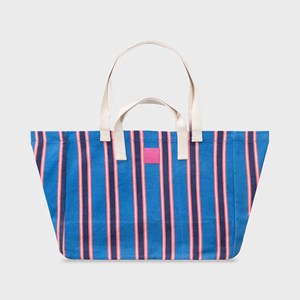 Sac cabas en coton biologique rayé bleu Bleu