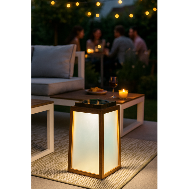 Lampe solaire aura bois & verre