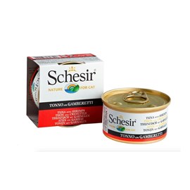 Pâtée en gelée thon&nbsp;crevettes chat (boite 85g) - schesir