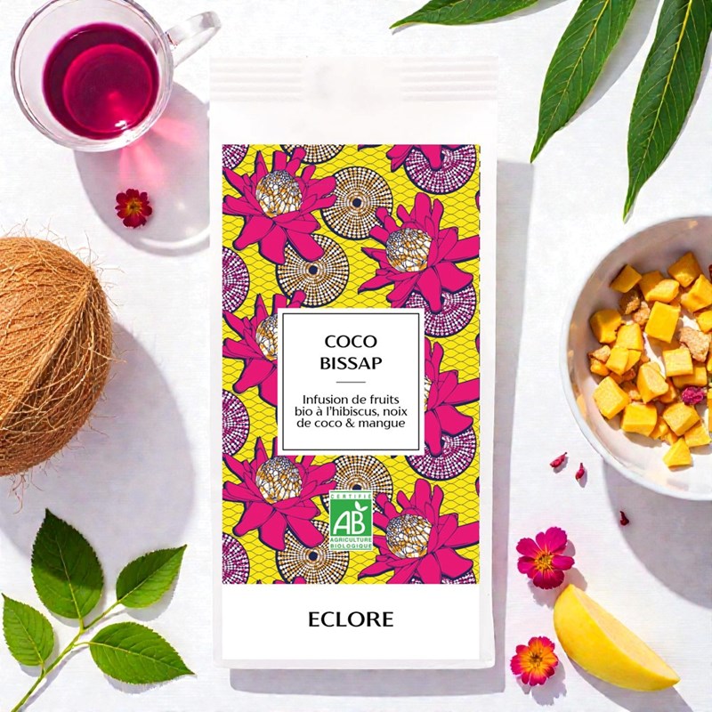 Infusion fruitée bio à l'hibiscus, noix de coco & mangue - vrac 100 g