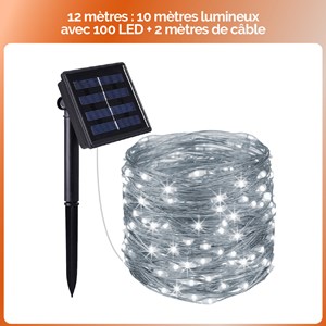 Guirlande solaire 12 m - blanc froid