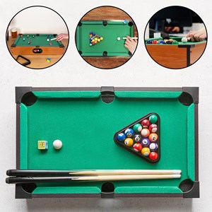 Mini table de billard compacte 51 x 31 cm tapis feutrine verte