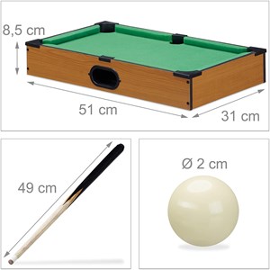 Mini table de billard compacte 51 x 31 cm tapis feutrine verte