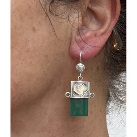 Boucles d'oreilles touareg agate verte