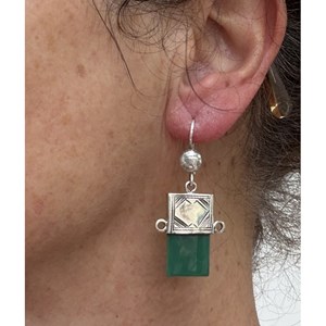Boucles d'oreilles touareg agate verte