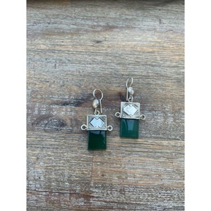 Boucles d'oreilles touareg agate verte