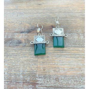 Boucles d'oreilles touareg agate verte