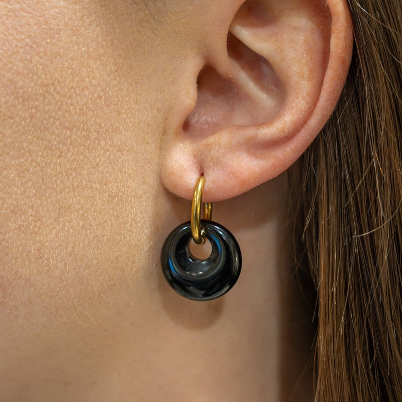 Boucles d'oreilles créoles agate noire