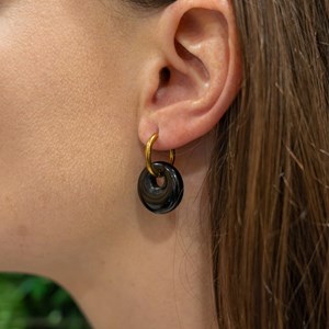 Boucles d'oreilles créoles agate noire