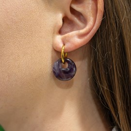 Boucles d'oreilles créoles améthyste