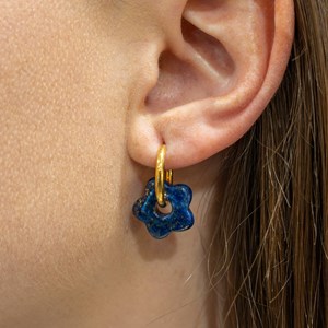 Boucles d'oreilles fleur en pierres lapis-lazuli