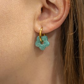 Boucles d'oreilles fleur en pierres amazonite