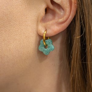 Boucles d'oreilles fleur en pierres amazonite