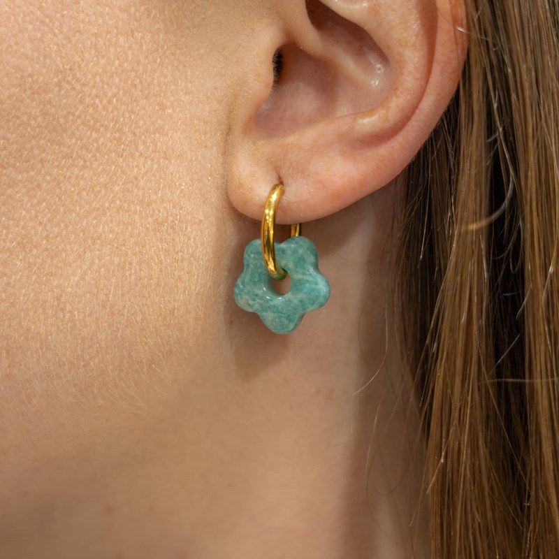 Boucles d'oreilles fleur en pierres amazonite