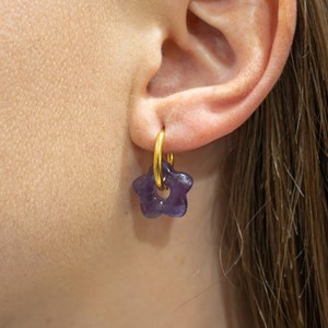 Boucles d'oreilles fleur en pierres améthyste
