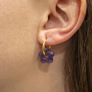 Boucles d'oreilles fleur en pierres améthyste