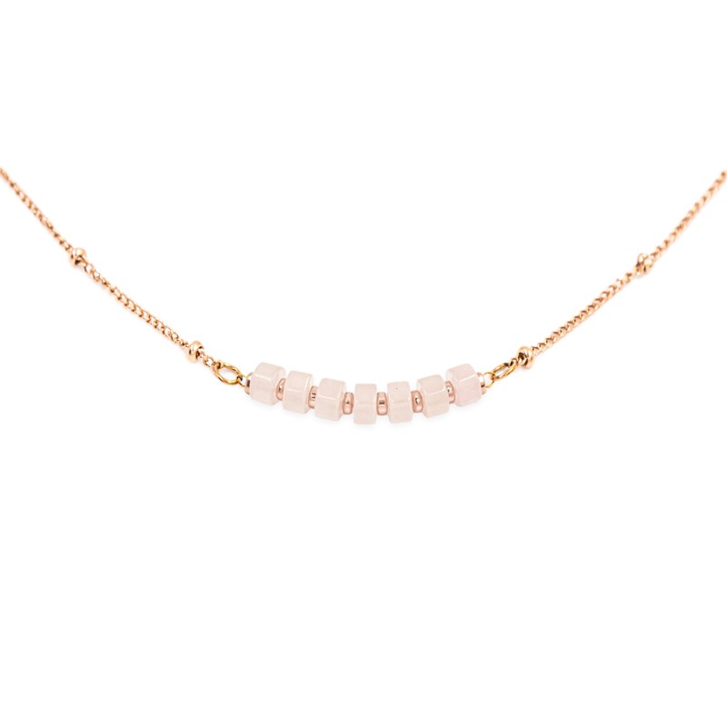 Collier piana en pierres quartz rose