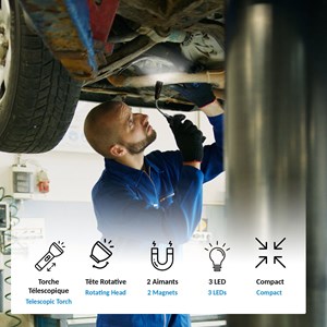 Lampe torche télescopique aluminium 17 à 56 cm flexible aimants