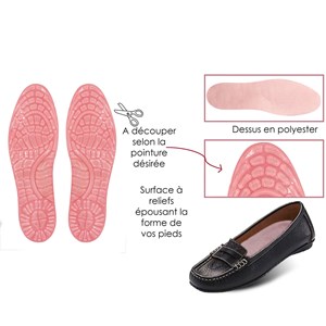 Semelles gel confort, absorbe chocs, soutien voûte, découpable 35-41