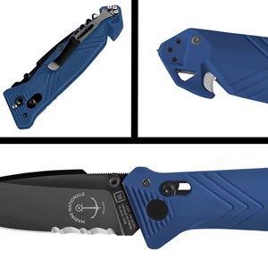 Couteau tb outdoor cac bleu marine nationale avec lame mixte