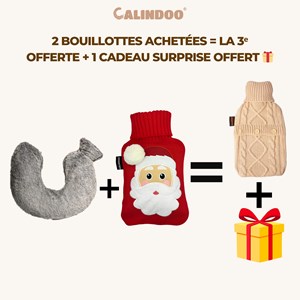 2 bouillottes achetées = 1 bouillotte offerte + 1 cadeau surprise