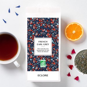 Thé noir bio earl grey à la bergamote et aux fleurs de bleuet - vrac 85 g