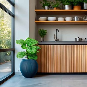 Pot de fleur bleu design 50l