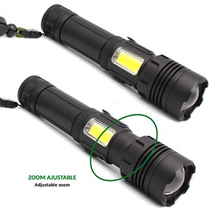 Torche 2000 lumens led portée 1500 m zoom télescopique rechargeable
