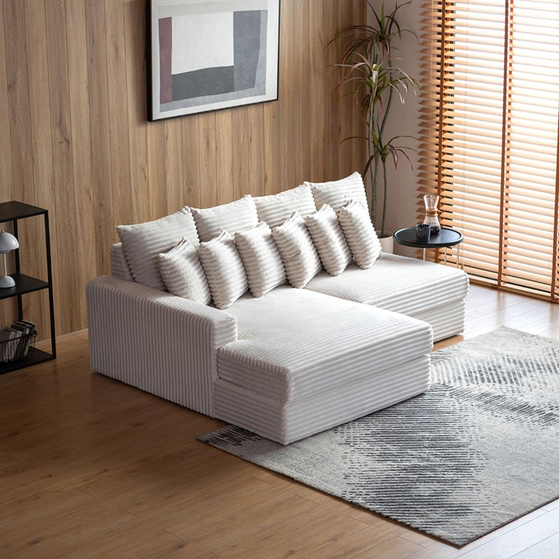 Cardiff canapé d'angle 2-3 places assise profonde en velours côtelé beige