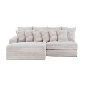 Cardiff canapé d'angle 2-3 places assise profonde en velours côtelé beige