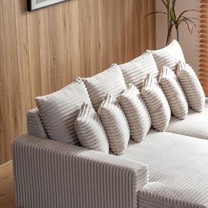 Cardiff canapé d'angle 2-3 places assise profonde en velours côtelé beige